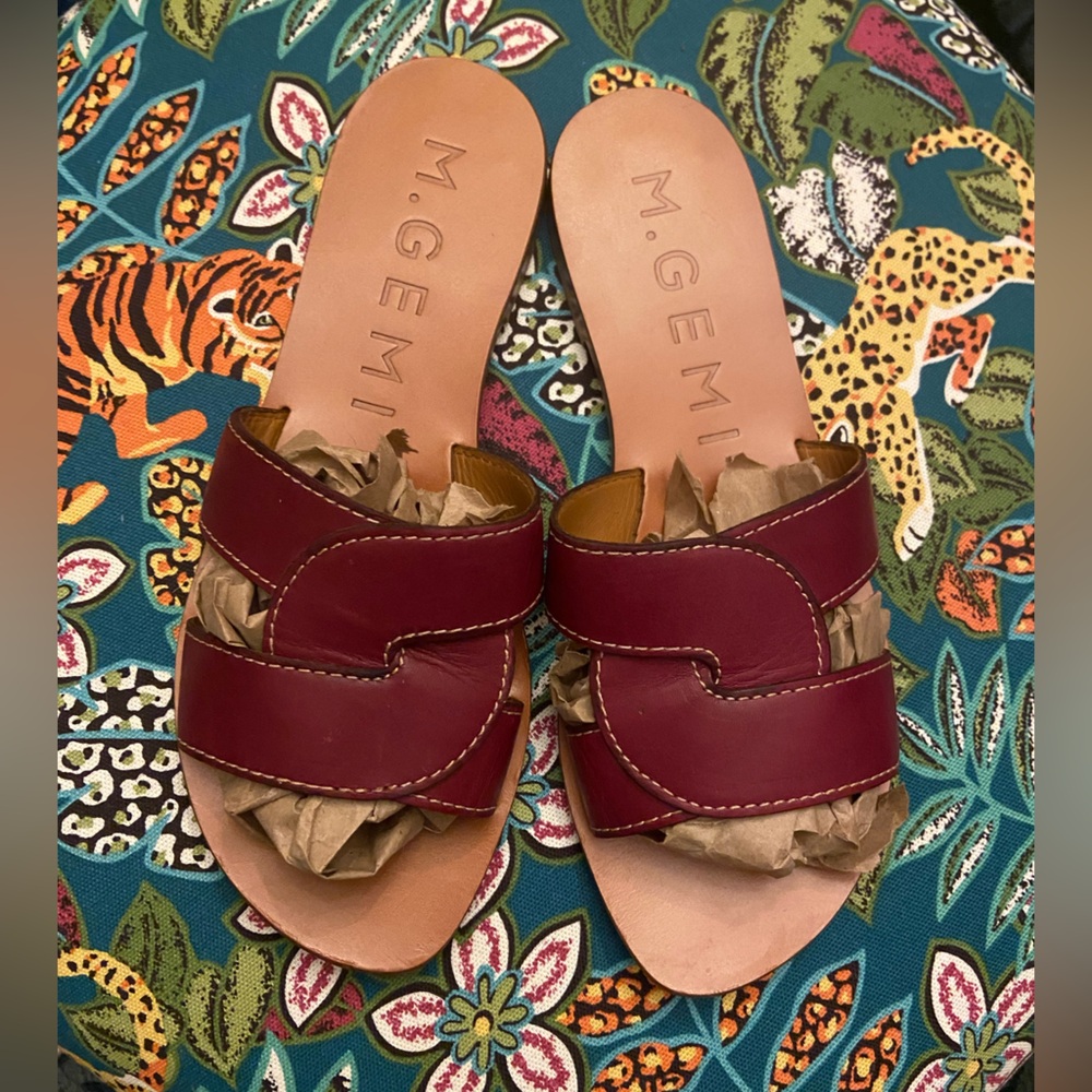 Sold Out M. Gemi Made In Italy Rare Dark Red Leather Lorenza Sandal - Picture 7 of 10